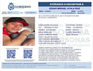 Edgar Misael Ayala Ruiz, desapareció en Celaya.