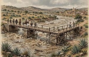 El Puente antiguo de Villagrán. Dibujo ilustrativo.