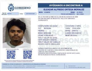 Eleazar Alfredo Ortega Morales, desapareció en Valle de Santiago.