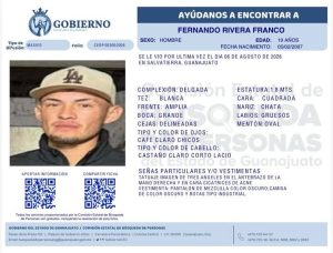 Fernando Rivera Franco, desapareció en Salvatierra; familiares y amistades claman ayuda para localizarlo