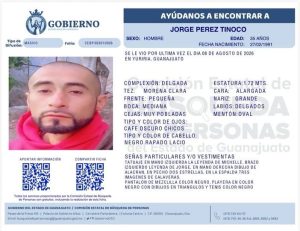 Jorge Pérez Tinoco, desaparecido en Yuriria.