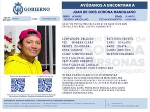 Juan Jospe de Dios Corona Mandujano, desaparecido en Celaya.