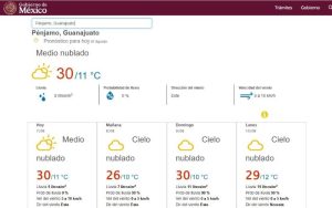 Pronóstico de lluvia para Pénjamo.