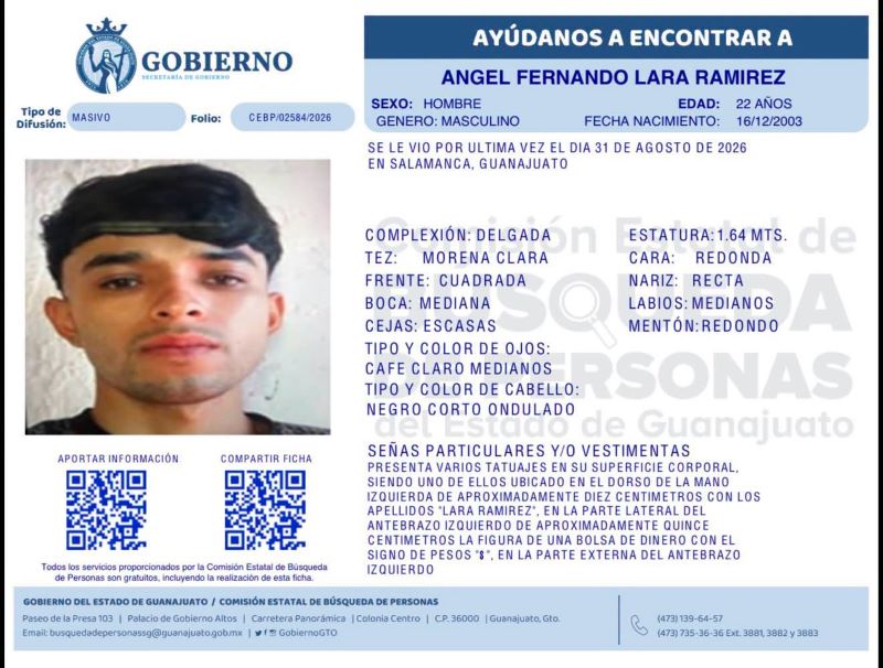 Ángel Fernando Lara Ramírez, desapareció en Salamanca