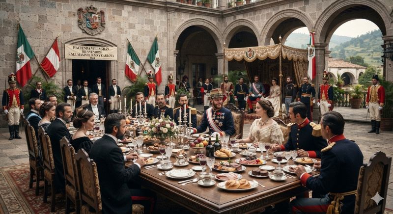 Desayuno ofrecido Maximiliano en Sarabia. Imagen creada por Google IA.