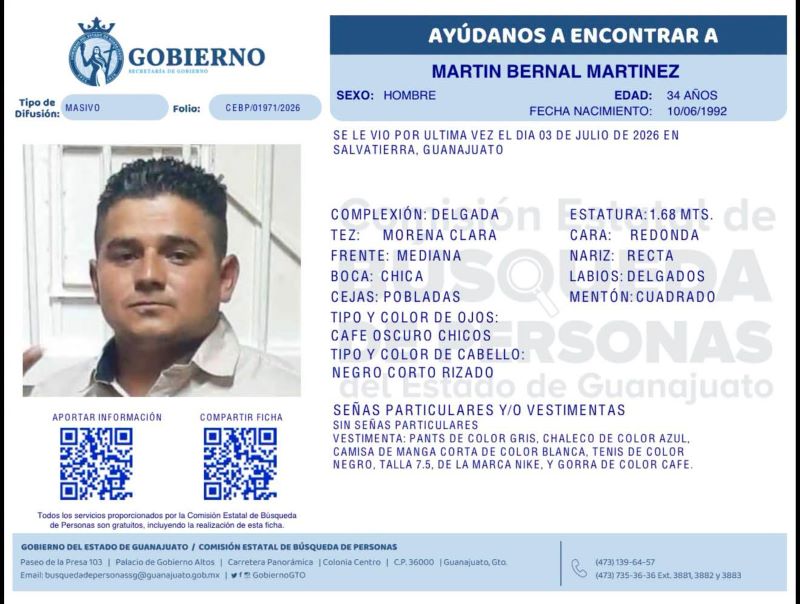Martín Bernal Jiménez, desapareció en Salvatierra