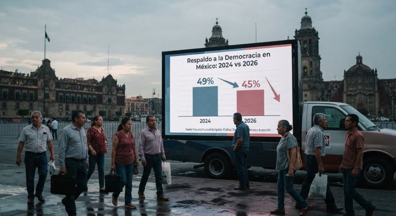 Cae el respaldo de la democracia en México.