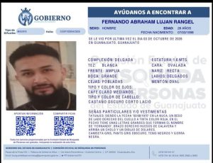 Fernando Abraham Lujan Rangel, desapareció en Guanajuato capital.