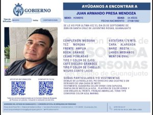 Juan Armando Presa Mendoza, desaparecido en Juventino Rosas.