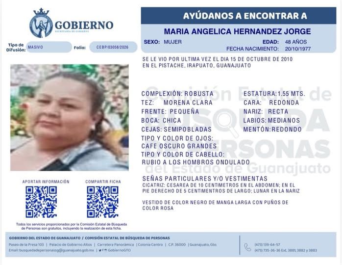 María Angélica Hernández Jorge, desapareció en El Pistache